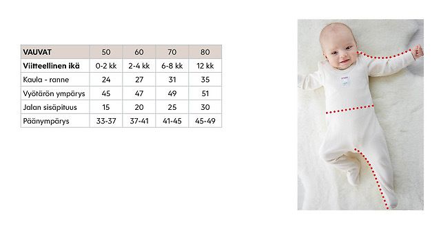 Ruskovilla babies' wool overall, off white, 100% organic merino wool -  Jesper Junior | FAOR Oy
